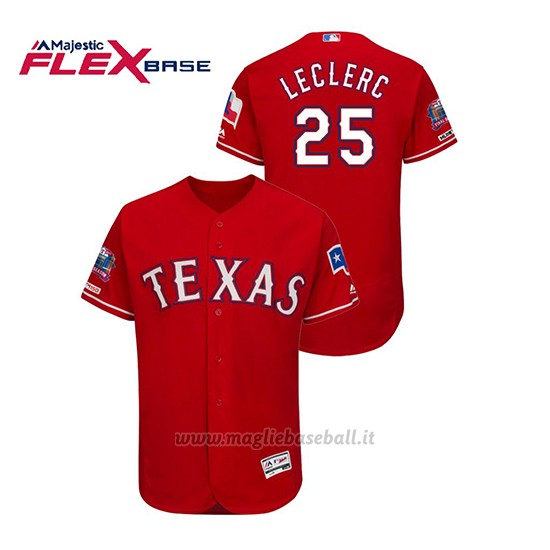 Maglia Baseball Uomo Texas Rangers Jose Leclerc 150th Aniversario Patch Final Season Stadium Patch Rosso